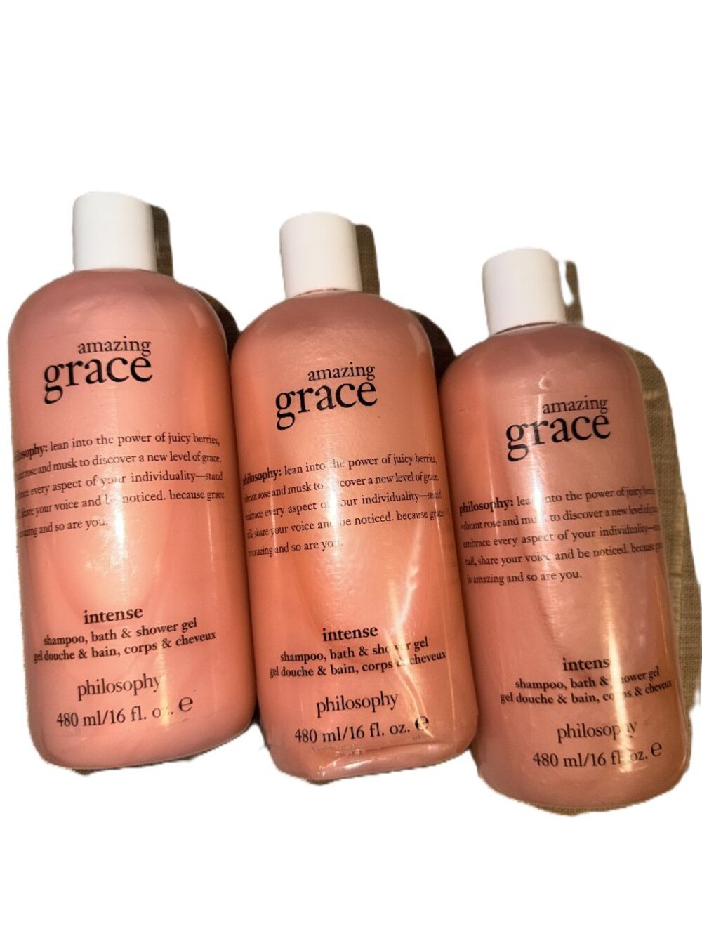 Philosophy Amazing Grace Shampoo Bath & Shower Gel Intense 16 oz Bundle of 3 NEW